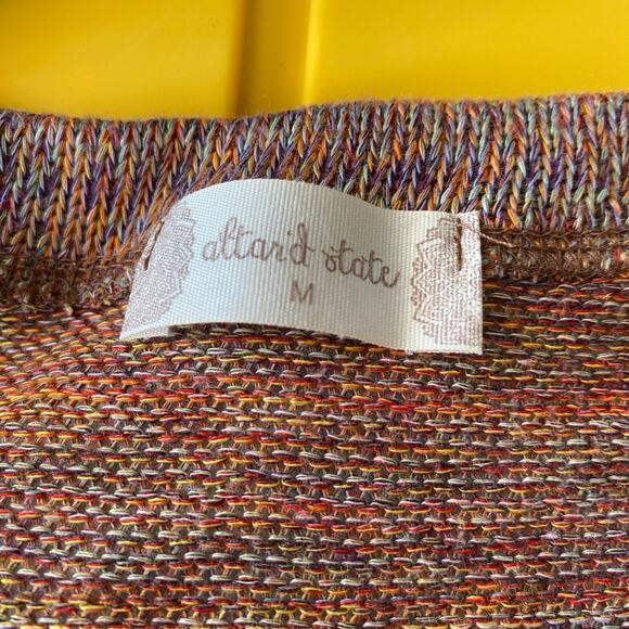 Marbled Knit Sweater Bell Sleeves SZ‎ M V- Neck Stretchy Oversized Boho Cottage - Picture 2 of 5